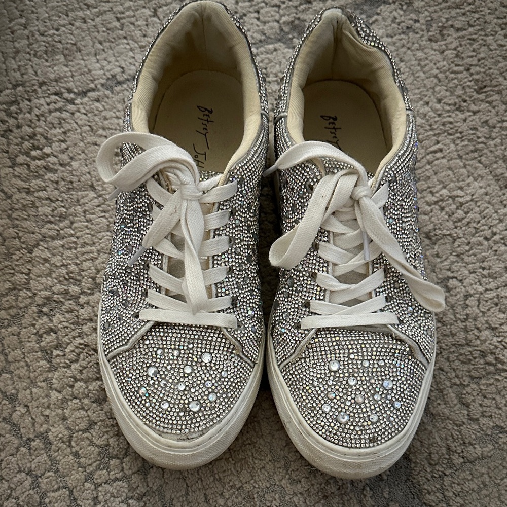 Betsey Johnson Silver Crystal Sneakers